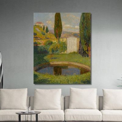 Western Pond Of The Marquayrol Park With View Of Henri Martin'S Studio Henri Martin hmt6 canvas print 