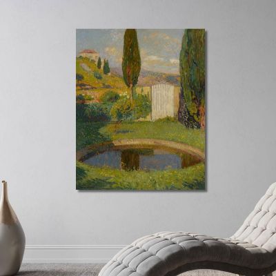 Western Pond Of The Marquayrol Park With View Of Henri Martin'S Studio Henri Martin hmt6 canvas print 
