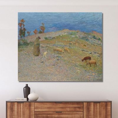 Shepherd And His Sheep In The Causses Henri Martin hmt8 canvas print 