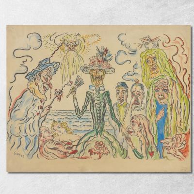 The Coquettish Death: Masks James Ensor jen29 canvas print 