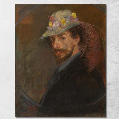 Self-Portrait With Flowered Hat James Ensor jen81 canvas print 