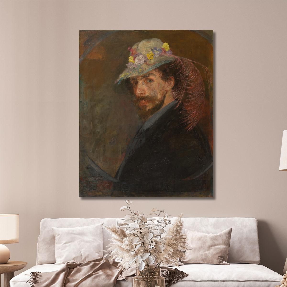 Self-Portrait With Flowered Hat James Ensor jen81 canvas print 