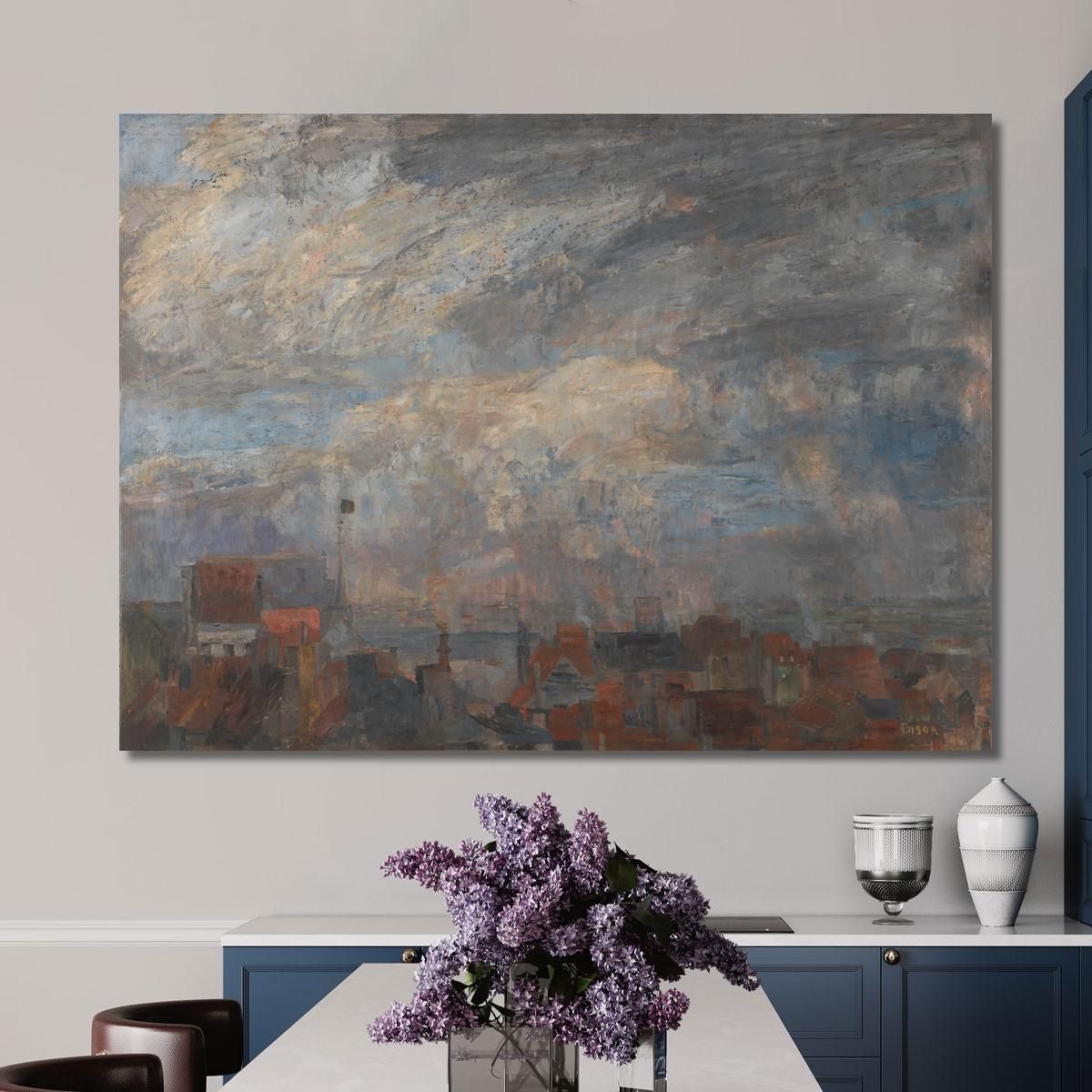 The Rooftops Of Ostend James Ensor jen105 canvas print 