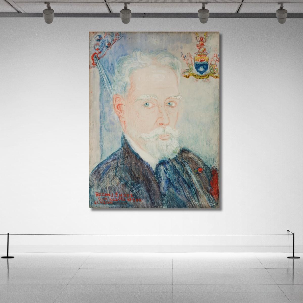 Self-Portrait Baron James Ensor His Devil His Coat Of Arms James Ensor jen121 canvas print 