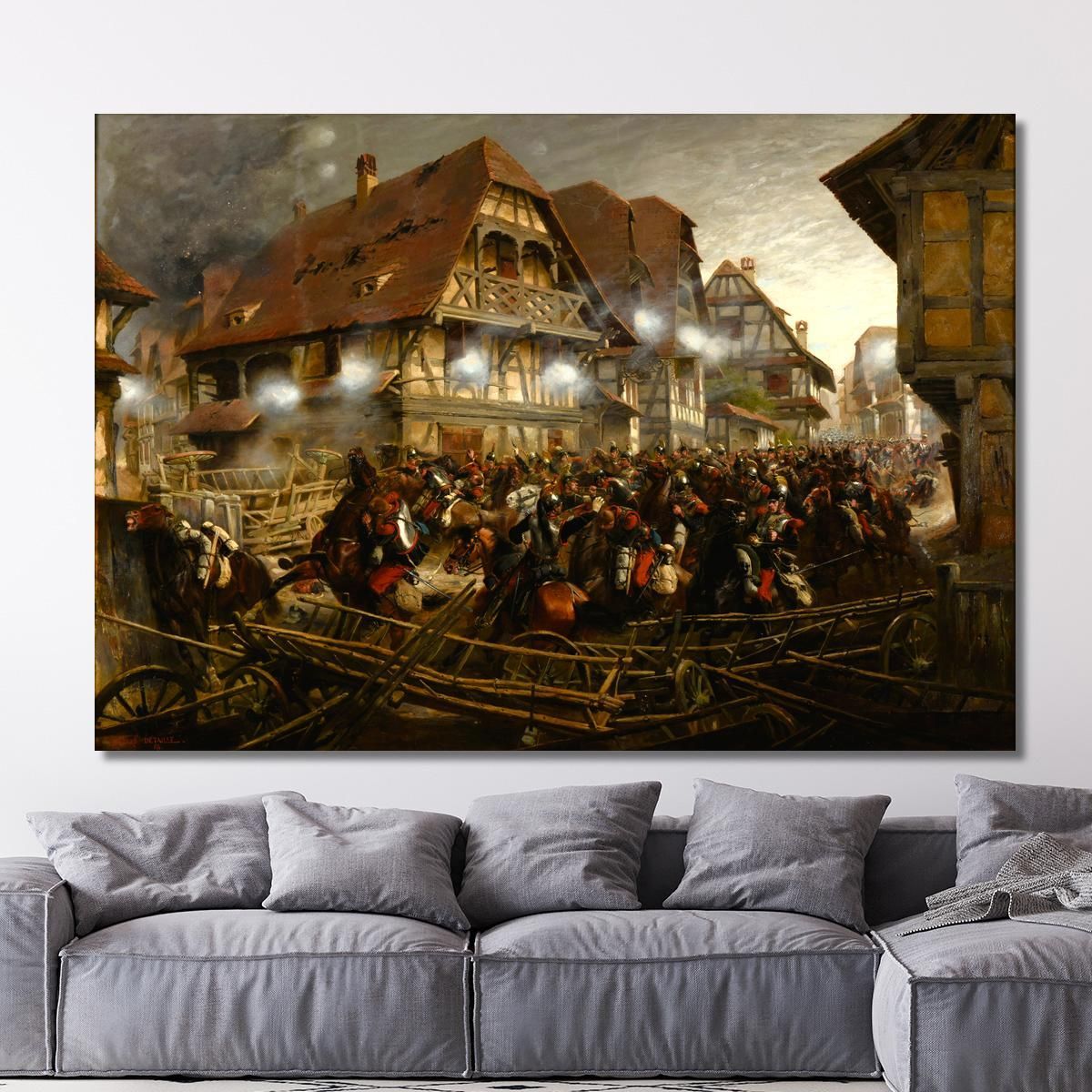 Charge Of The 9Th Regiment Of Cuirassiers In The Village Of Morsbronn Jean-Baptiste Édouard Detaille jbd9 canvas print 