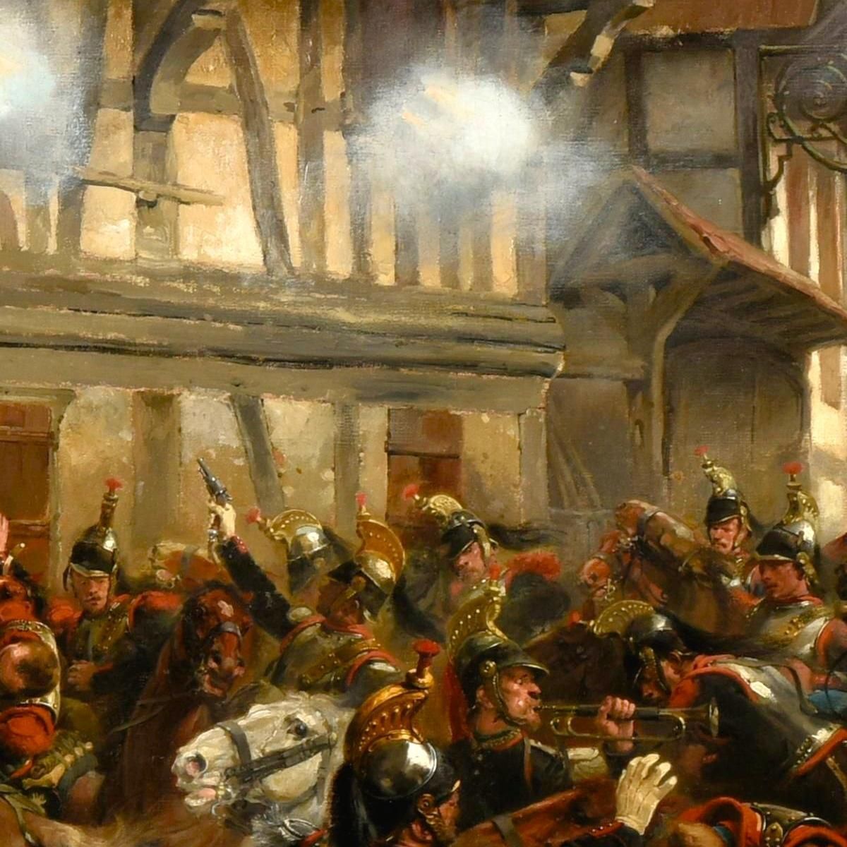 Charge Of The 9Th Regiment Of Cuirassiers In The Village Of Morsbronn Jean-Baptiste Édouard Detaille jbd9 canvas print