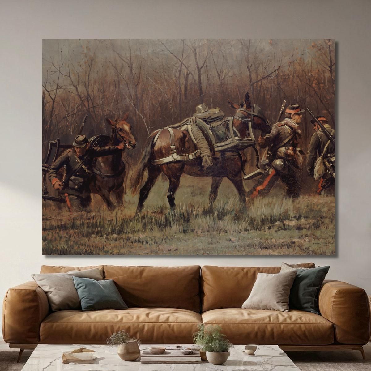 Military Scene: Mobiles Leading Ambulance Mules (Fragment From The Panorama Of Champigny) Jean-Baptiste Édouard Detaille jbd24 