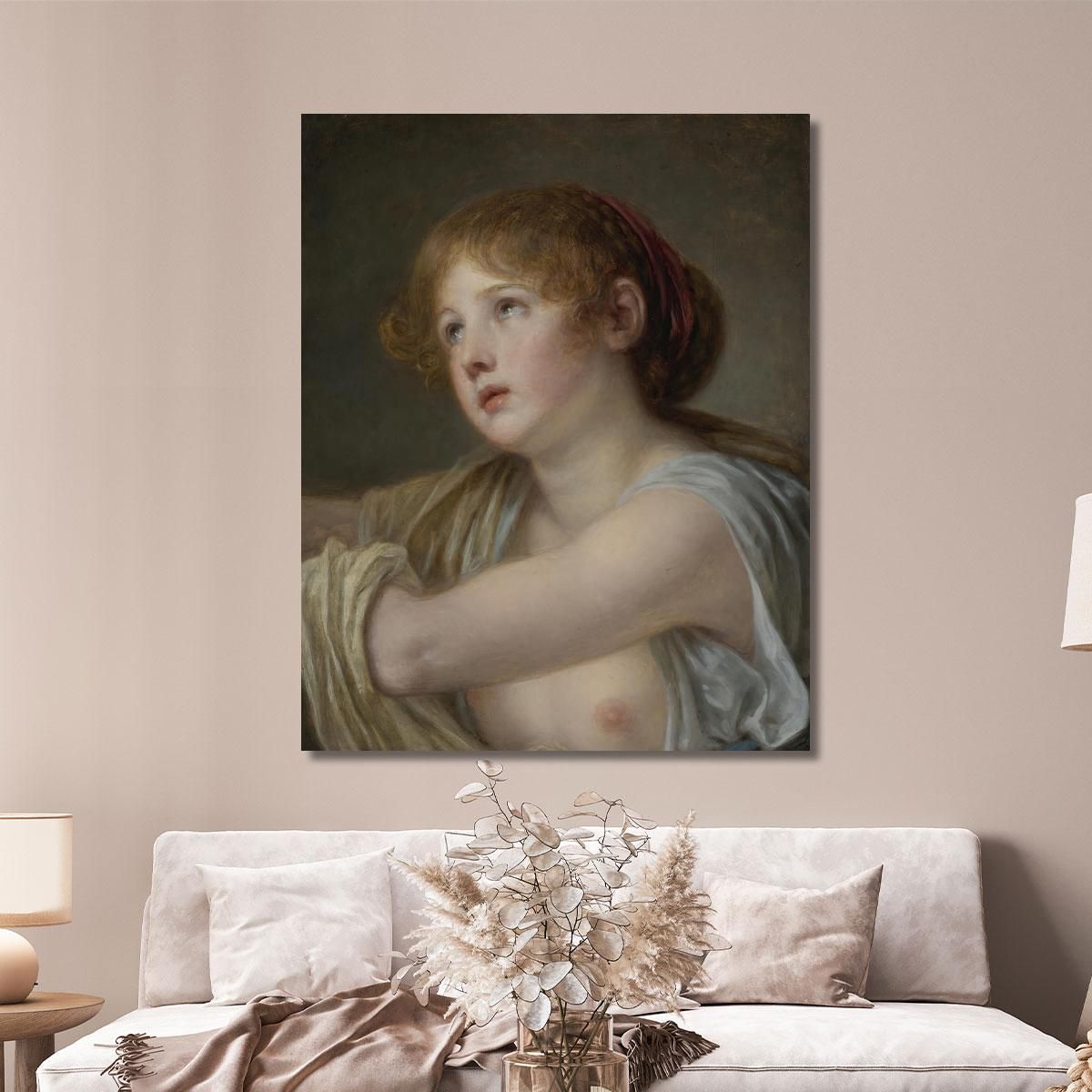 Bust Of A Young Woman Jean-Baptiste Greuze jbg13 canvas print 