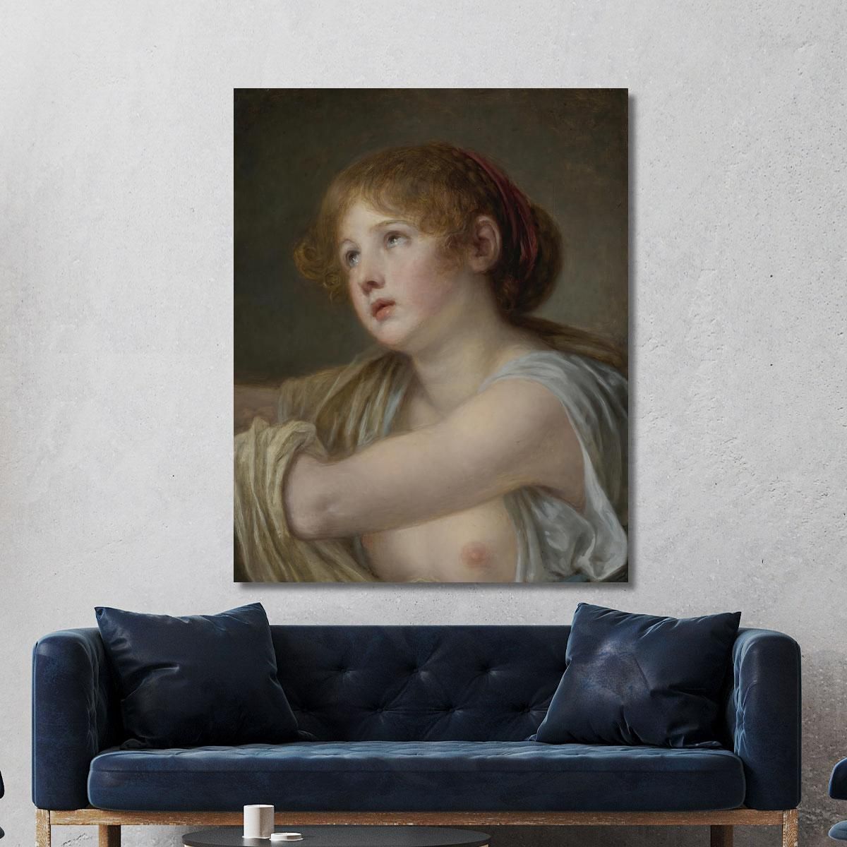 Bust Of A Young Woman Jean-Baptiste Greuze jbg13 canvas print 