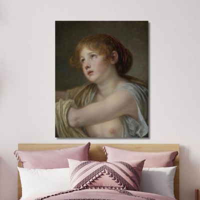 Bust Of A Young Woman Jean-Baptiste Greuze jbg13 canvas print 