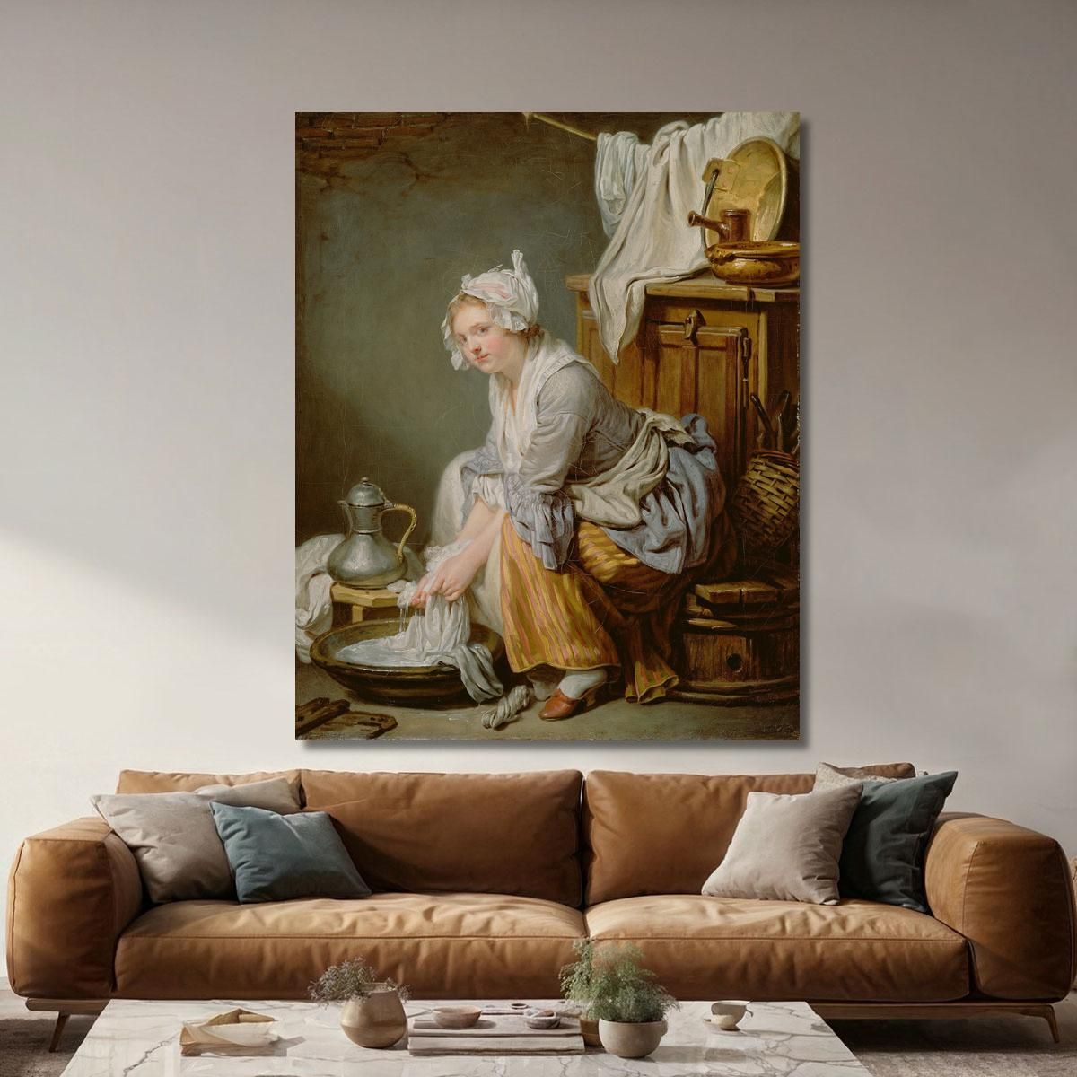 The Laundress (La Blanchisseuse) Jean-Baptiste Greuze jbg69 canvas print 