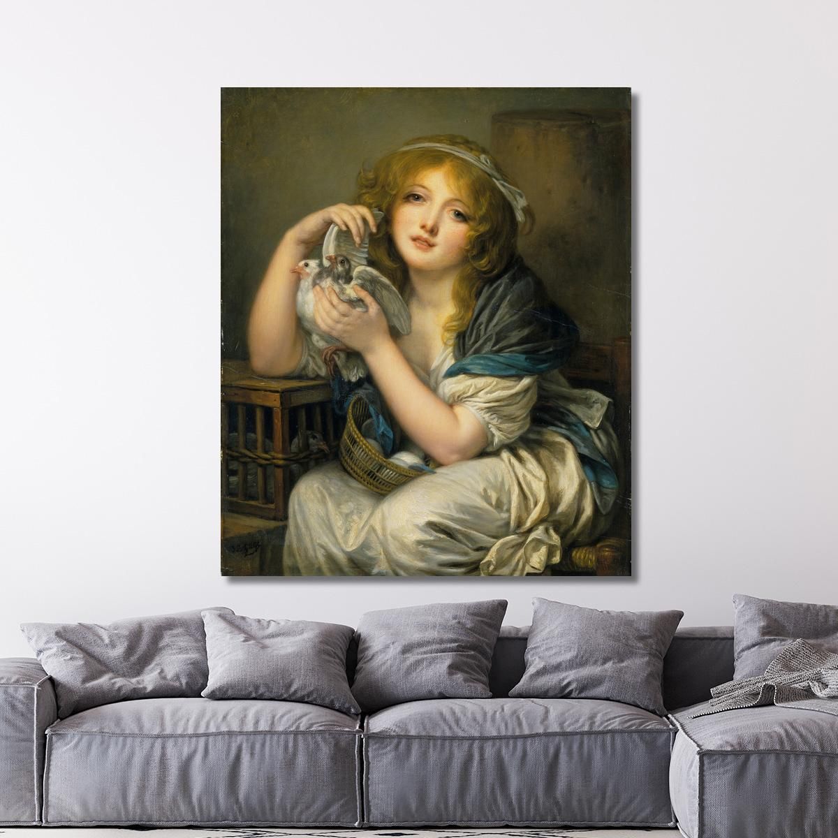Woman With Doves Jean-Baptiste Greuze jbg76 canvas print 