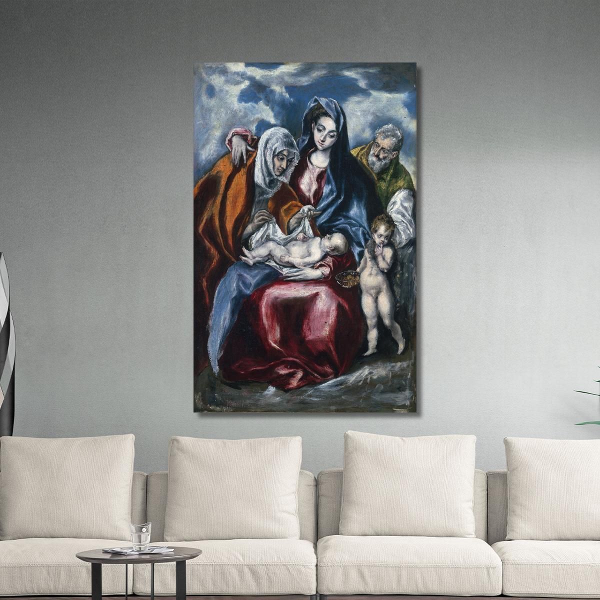 The Holy Family With Saint Anne And The Infant John The Baptist El Greco (Domenikos Theotokopoulos) egr61 canvas print 