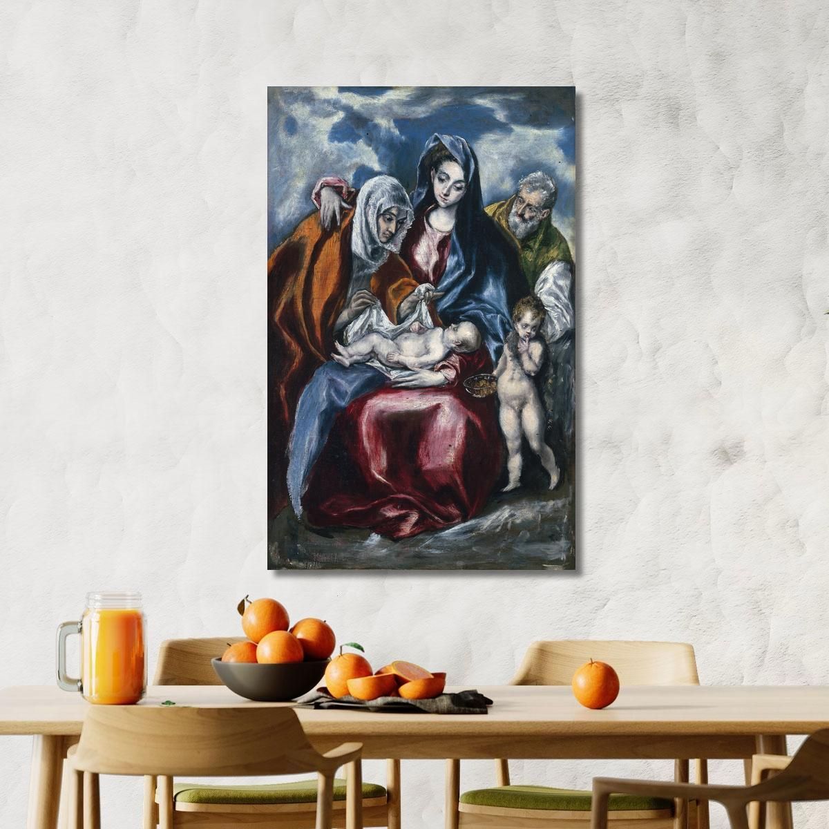 The Holy Family With Saint Anne And The Infant John The Baptist El Greco (Domenikos Theotokopoulos) egr61 canvas print 