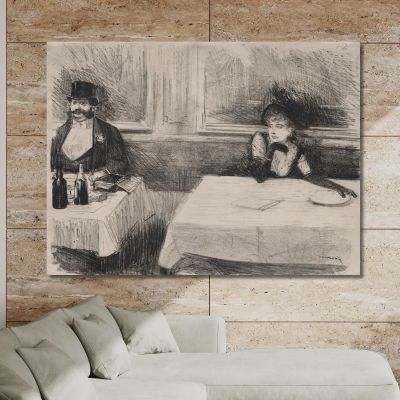 At The Restaurant Jean-Louis Forain jfr5 canvas print 