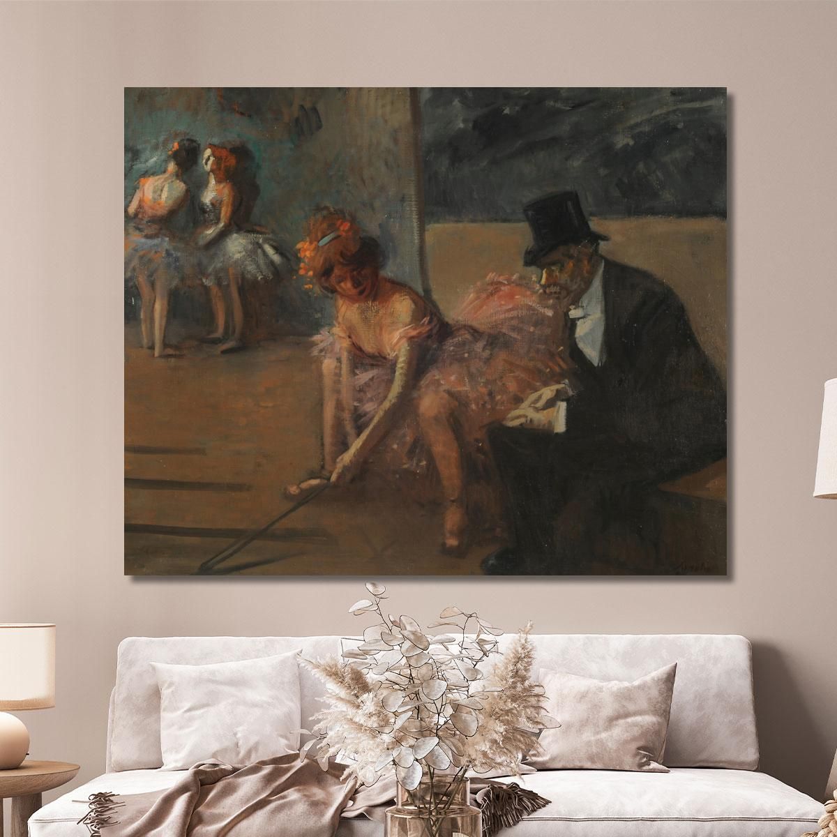 Dancer And Admirer Behind The Scenes Jean-Louis Forain jfr21 canvas print 