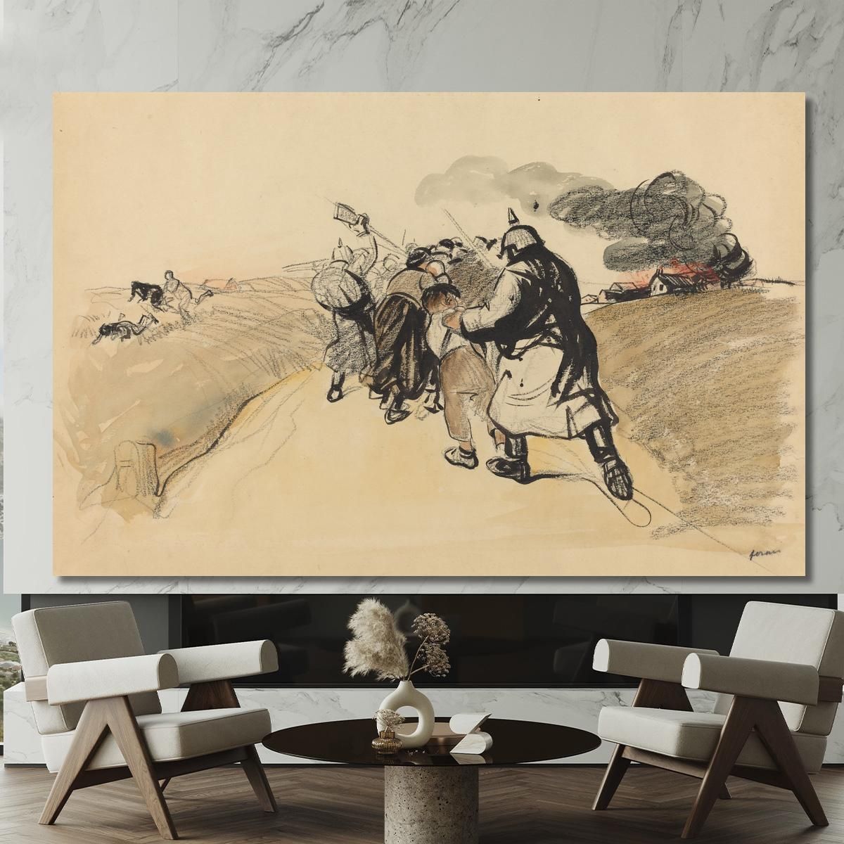 German Raid On A Village Jean-Louis Forain jfr27 canvas print 