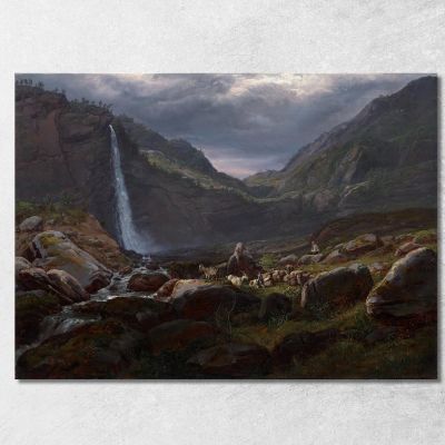Feige Waterfall (Feigefossen) Lysterfjord Norway Johan Christian Dahl jcd18 canvas print 