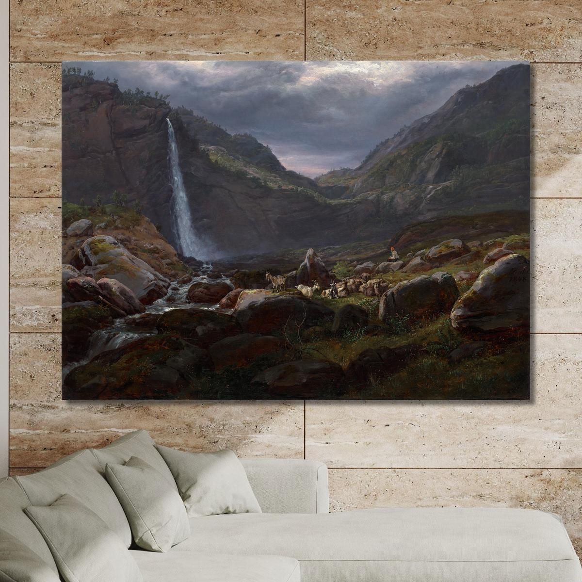 Feige Waterfall (Feigefossen) Lysterfjord Norway Johan Christian Dahl jcd18 canvas print 
