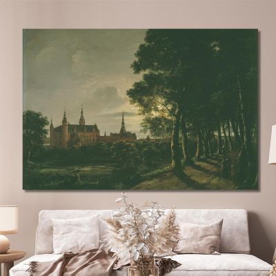 Frederiksborg Castle By Moonlight Johan Christian Dahl jcd21 canvas print 
