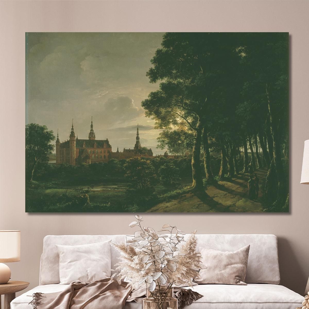Frederiksborg Castle By Moonlight Johan Christian Dahl jcd21 canvas print 