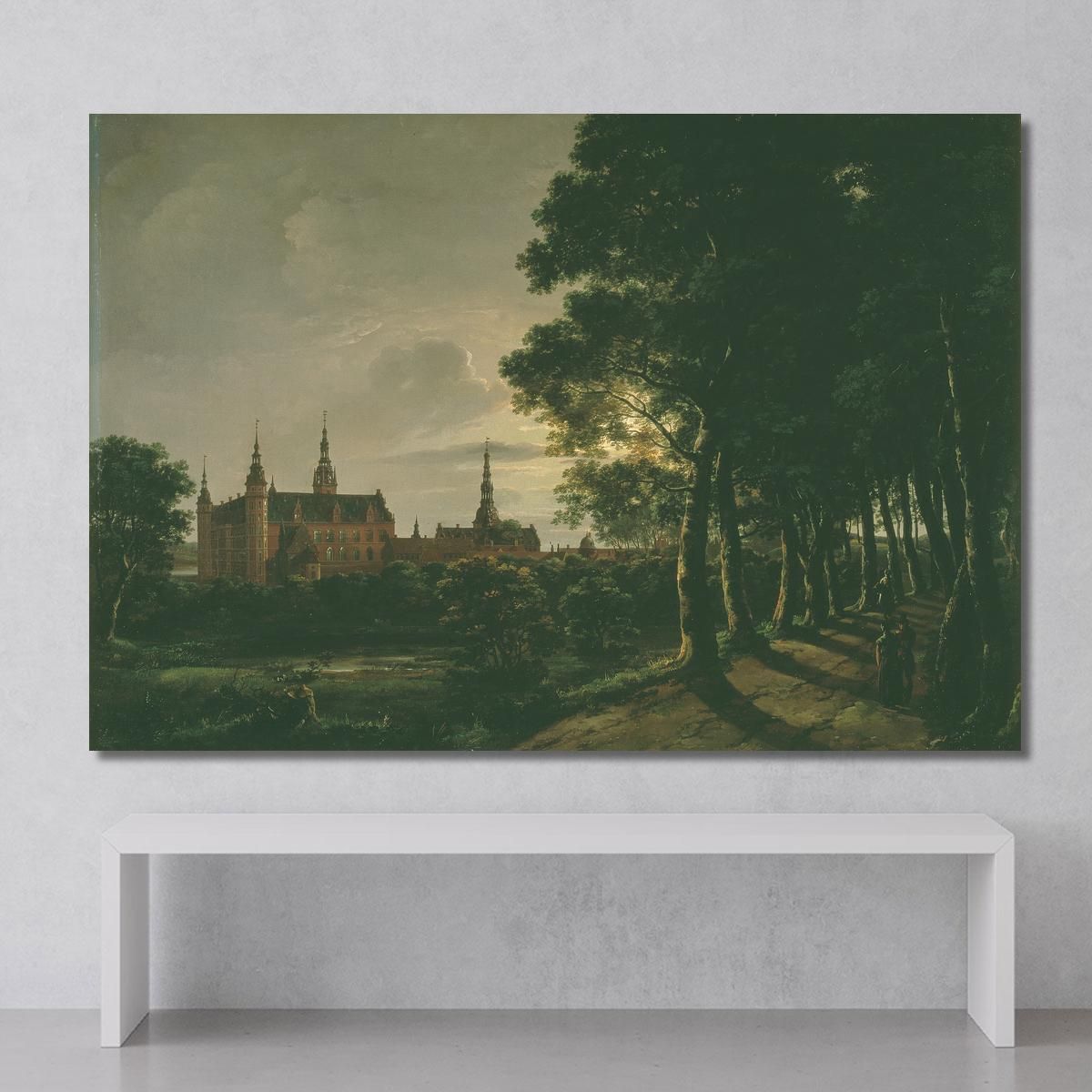 Frederiksborg Castle By Moonlight Johan Christian Dahl jcd21 canvas print 