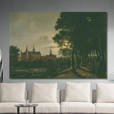Frederiksborg Castle By Moonlight Johan Christian Dahl jcd21 canvas print 