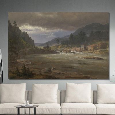 Hellefossen Near Hokksund Johan Christian Dahl jcd26 canvas print 