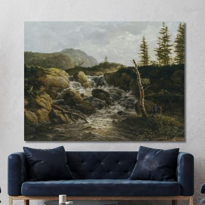 Mountainous Landscape With A Waterfall Norway Johan Christian Dahl jcd37 canvas print 