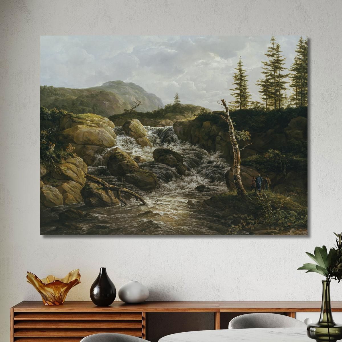 Mountainous Landscape With A Waterfall Norway Johan Christian Dahl jcd37 canvas print 