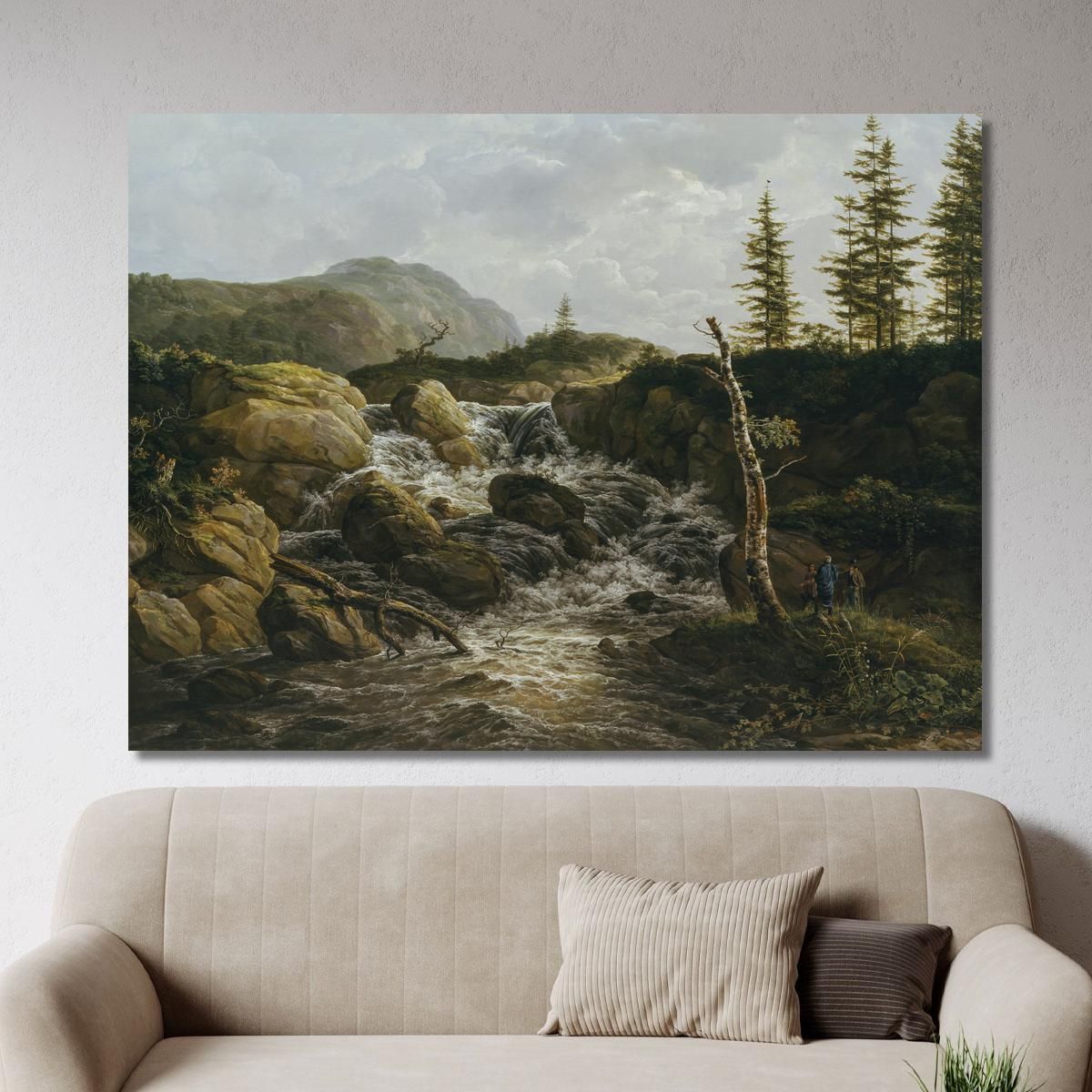 Mountainous Landscape With A Waterfall Norway Johan Christian Dahl jcd37 canvas print 