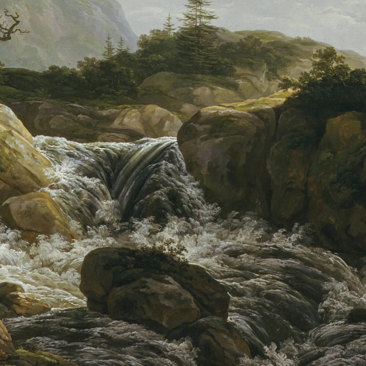 Mountainous Landscape With A Waterfall Norway Johan Christian Dahl jcd37 canvas print