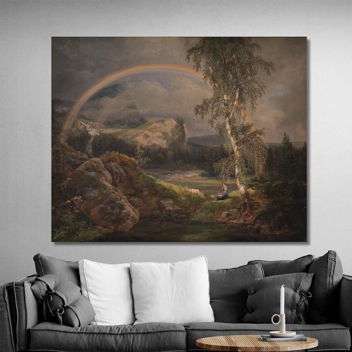 Norwegian Landscape With A Rainbow Johan Christian Dahl jcd40 canvas print 