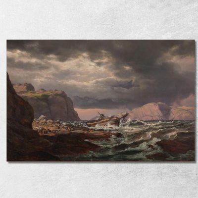 Shipwreck On The Coast Of Norway Johan Christian Dahl jcd47 canvas print 