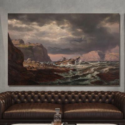 Shipwreck On The Coast Of Norway Johan Christian Dahl jcd47 canvas print 