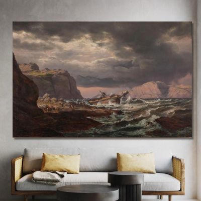 Shipwreck On The Coast Of Norway Johan Christian Dahl jcd47 canvas print 