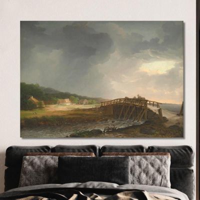 The Bridge Across Tryggevælde River With A View Of Køge Zealand Johan Christian Dahl jcd58 canvas print 