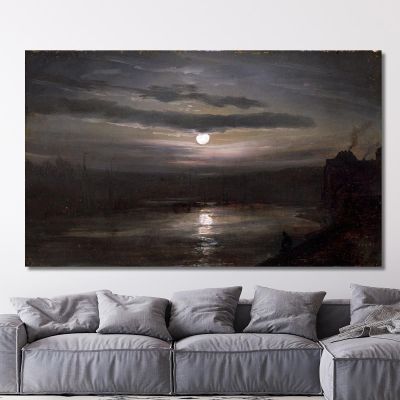 The Elbe In Moonlight Johan Christian Dahl jcd64 canvas print 