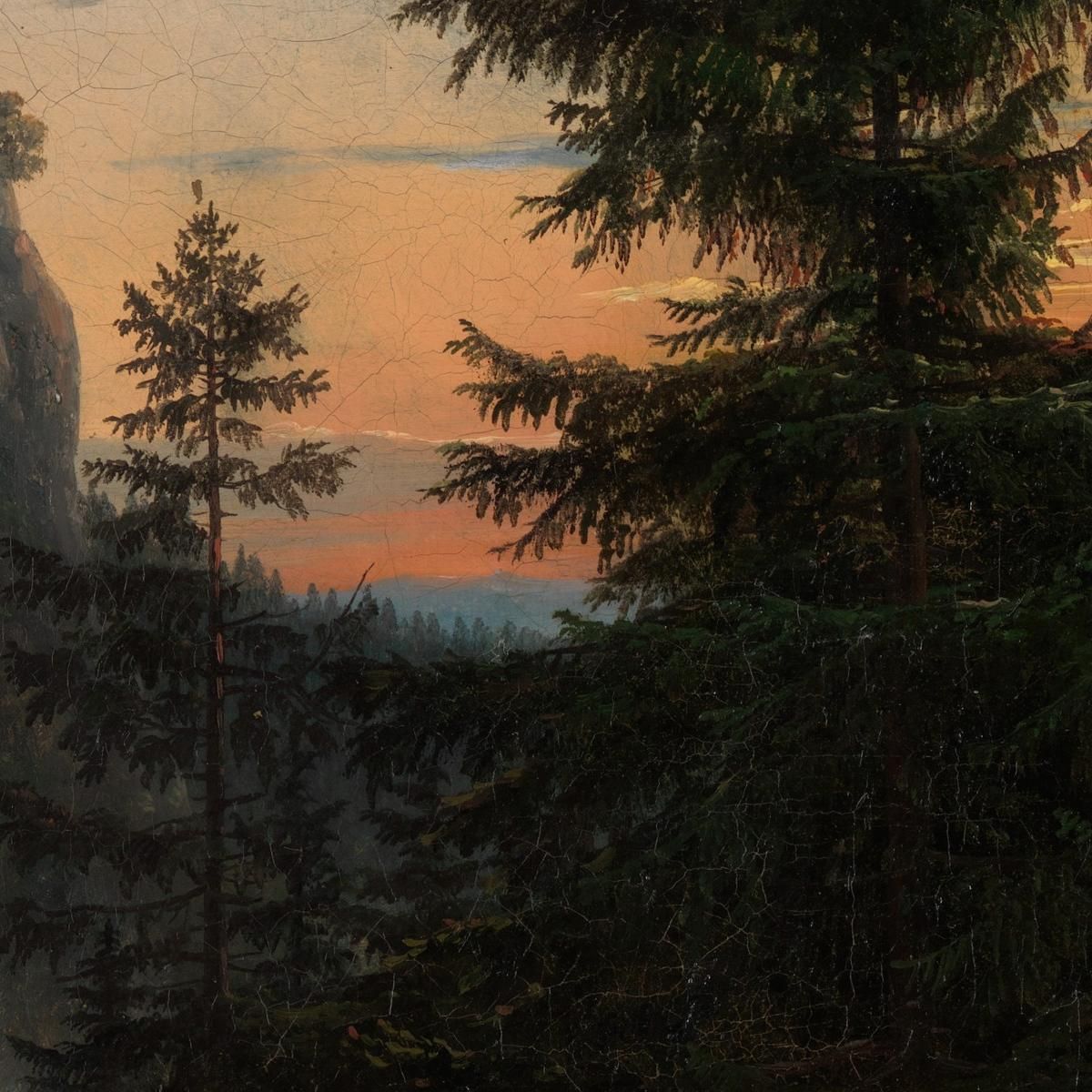 Two Men Before A Waterfall At Sunset Johan Christian Dahl jcd73 canvas print