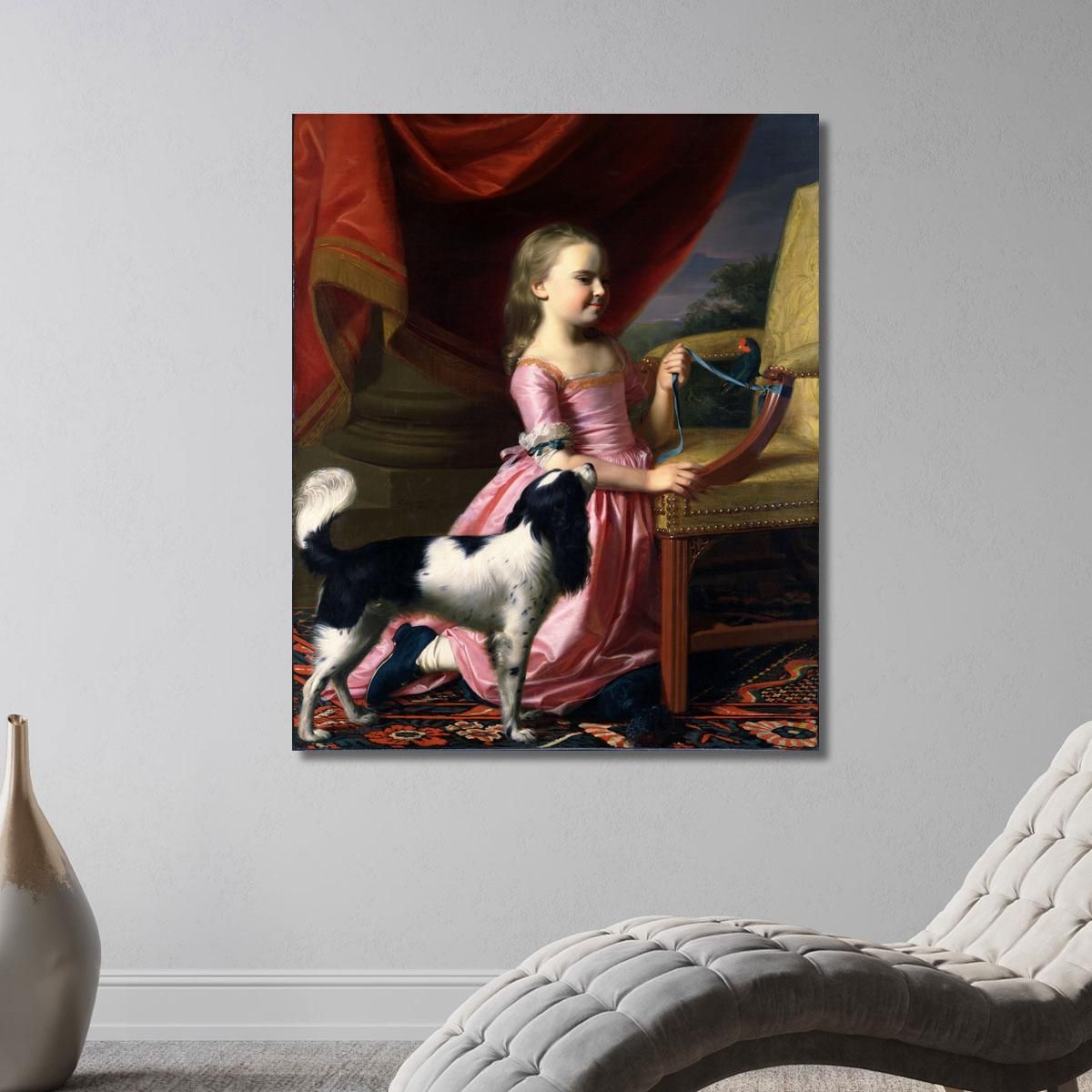 Young Lady With A Bird And A Dog John Singleton Copley jsg68 canvas print 