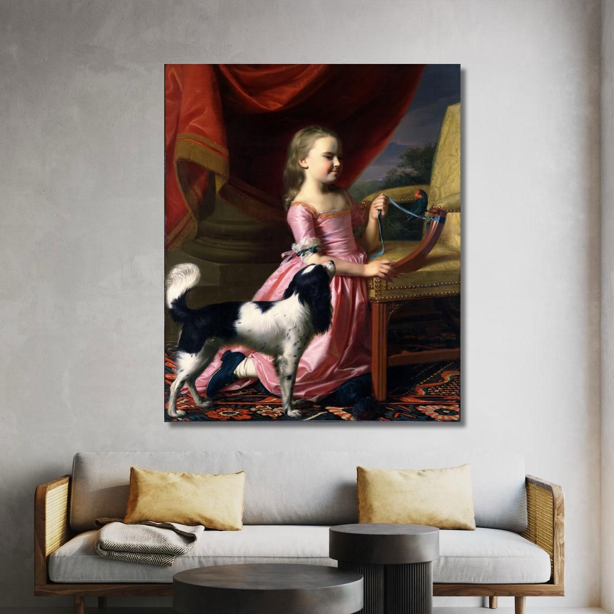 Young Lady With A Bird And A Dog John Singleton Copley jsg68 canvas print 