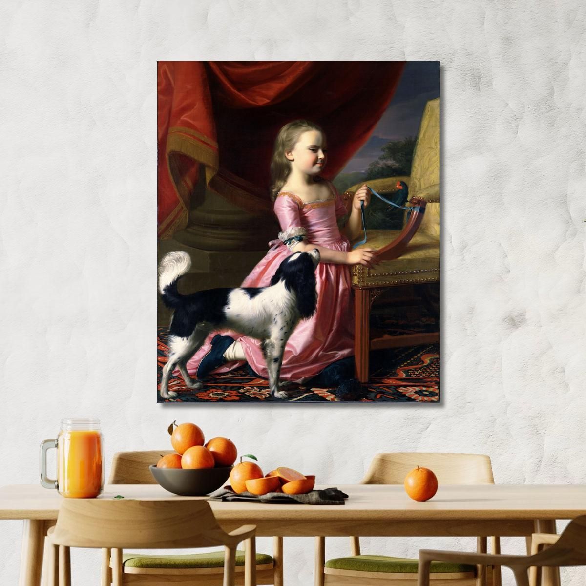 Young Lady With A Bird And A Dog John Singleton Copley jsg68 canvas print 