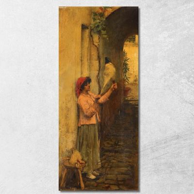 A Neapolitan Flax Spinner John William Waterhouse jww2 canvas print 