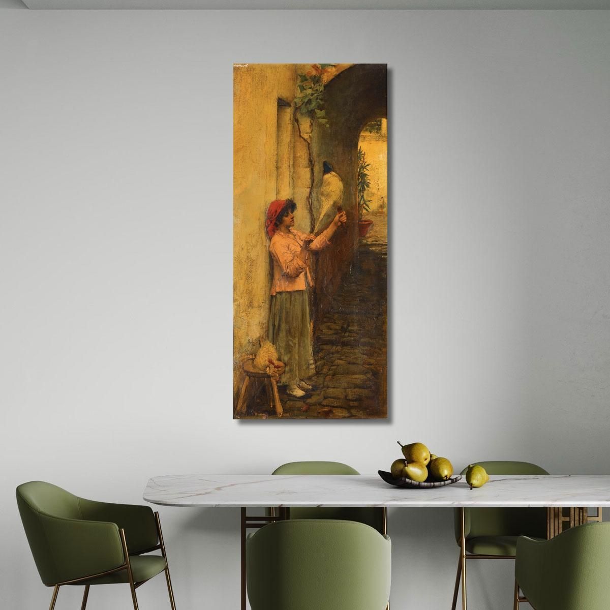 A Neapolitan Flax Spinner John William Waterhouse jww2 canvas print 