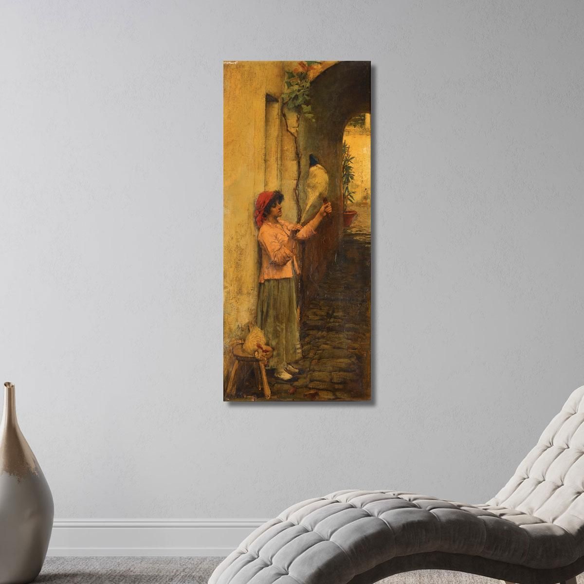 A Neapolitan Flax Spinner John William Waterhouse jww2 canvas print 