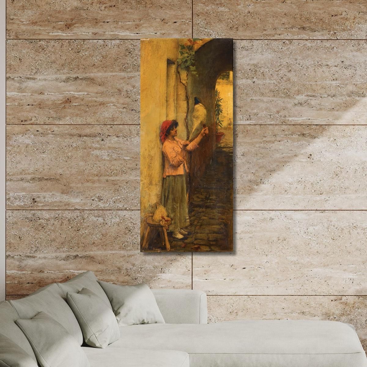 A Neapolitan Flax Spinner John William Waterhouse jww2 canvas print 