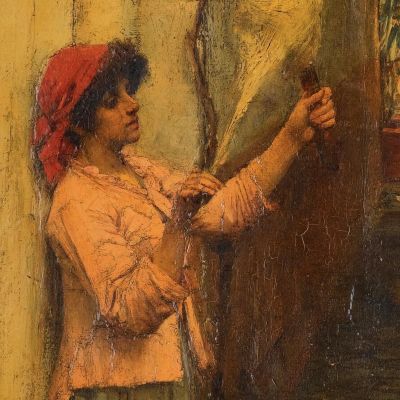 A Neapolitan Flax Spinner John William Waterhouse jww2 canvas print