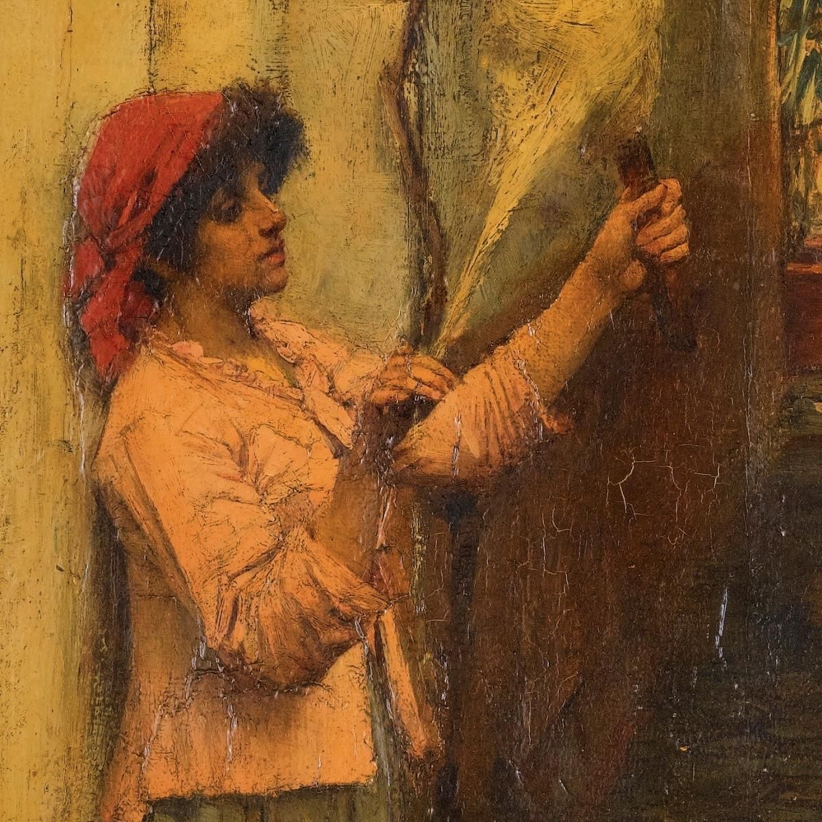 A Neapolitan Flax Spinner John William Waterhouse jww2 canvas print