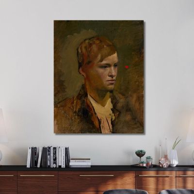 Fair-Headed Boy With Red Point In The Background Ladislav Mednyánszky lmd21 canvas print 