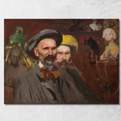 Self-Portrait With Konstanty Laszczka Leon Wyczółkowski lwy59 canvas print 